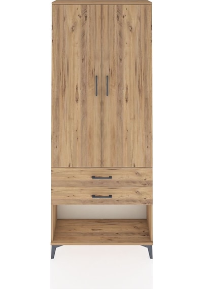 Arges Dolap 3 Raflı 2 Çekmeceli 2 Kapaklı 88x30x221 Çam-çam Çam