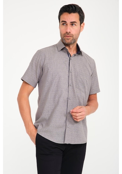 Klasik Kısa Kol Açık Zemin Kutu Desen Keten Cotton Hediye Kutulu Erkek Gömlek Fs-000745 - Gri-1671 Klasik Kısa Kol Açık Zemin Kutu Desen Keten Cotton Hediye Kutulu Erkek Gömlek Fs-000745 - Gri-1671