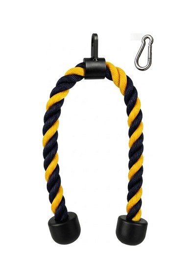 100 Cm 28mm Sarı Lacivert Kalın Profesyonel Triceps Halatı - Rope Pushdown - Cable Egzersiz Aparatı