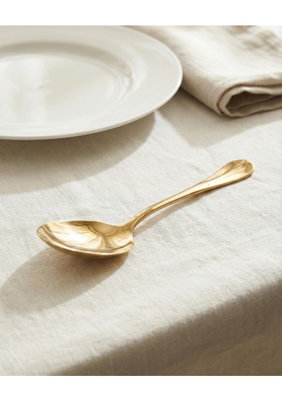 Gold Orta Boy Paslanmaz Çelik Servis Kaşığı & Profesyonel Sunum Gereci 21 Cm Gold Kaplama
