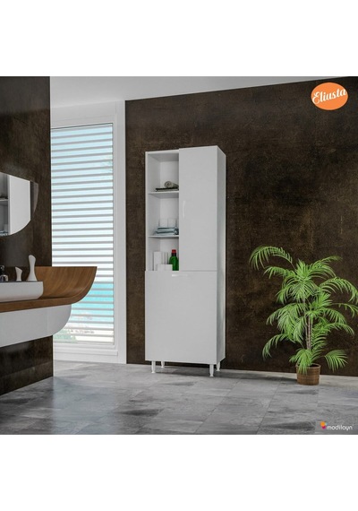 Tek Kapaklı Sepetli Banyo Dolabı Beyaz