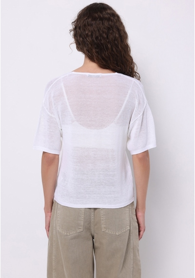 Colin's Colins Regular Fit V Yaka Çiçekli Kadın Beyaz Kısa Kol Kazak Cl1074364 Q1.v1 Wht Beyaz