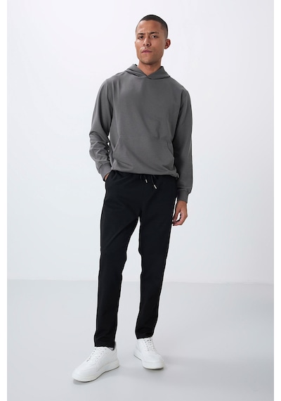 Tommy Life Siyah Yüzeyi Dokulu Standart Fit Erkek Eşofman Alt - 82155