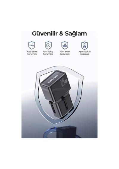 Ven-dens Vd-ta001 25 W Pd 4 Ü 1 Arada Seyahat Adaptörü, Usb-c Ve Usb-a Çift Port, Abd, Siyah