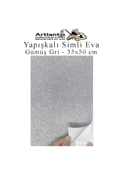 Yapışkanlı Simli Eva 35x50 Cm 1 Adet Simli Yapışkanlı Eva Süngeri Okul Kreş Anasınıfı Elişi Etkinlikleri Hobi Gümüş