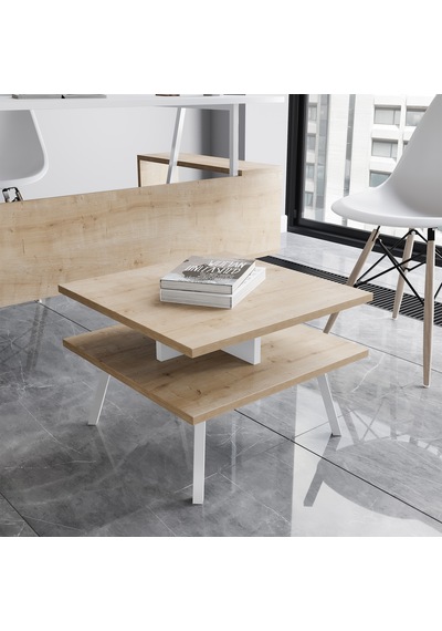 Lagomood İrony Ofis Sehpası Beyaz Meşe