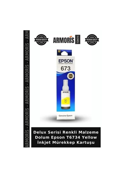 Delux Serisi Renkli Malzeme Dolum Epson T6734 Yellow İnkjet Mürekkep Kartuşu