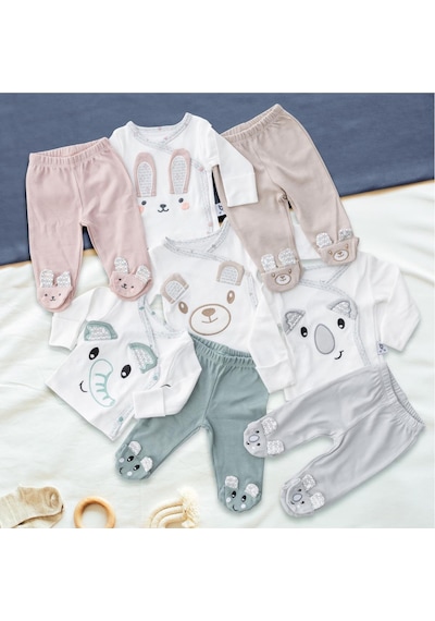 Gezenbebe Hero Bebekler İçin Nakışlı Zıbın Ve Patikli Pantolon Set 6-9 Ay