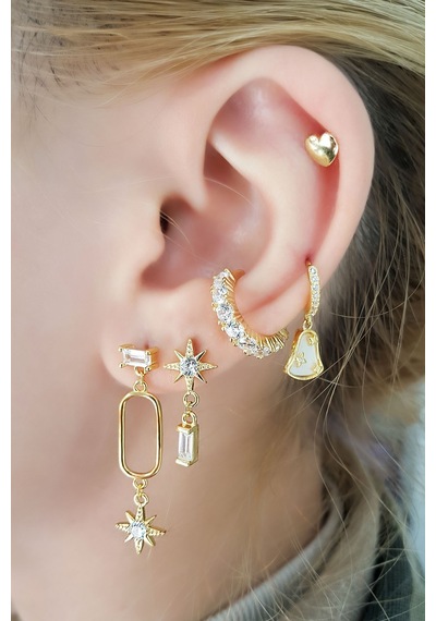 Tekli Kalpli Gümüş Piercing Küpe-6847