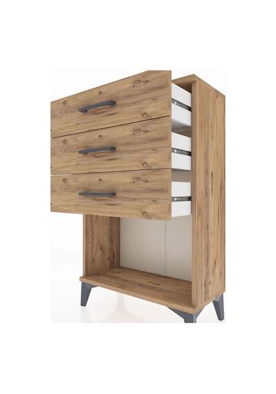 Arges Komodin 3 Çekmeceli 60x30x96 Çam-çam Atlas Çam