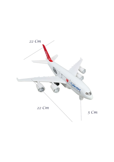 Airbus A380 Metal Yolcu Uçağı Çek Bırak Işıklı Sesli Metal Uçak Thy Turkish Yolcu Uçağı 22cm