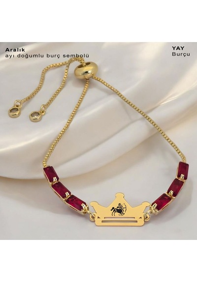 Yay Burçları İçin Kırmızı Taş Desenli Taç Motifli 14 Ayar Altın Plakalı Hediye Bileklik-496burç Yay Yay Burçları İçin Kırmızı Taş Desenli Taç Motifli 14 Ayar Altın Plakalı Hediye Bileklik-496burç Yay