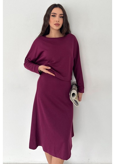 Kadın Düşük Omuzlu Takım Burgundy Drift Bordo