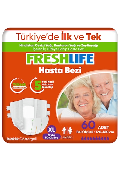Freshlife 2'li Xlarge Bel Bantlı Yetişkin Hasta Bezi 30X2 (60 Adet)
