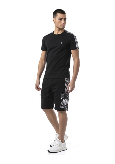 Cipo & Baxx Ck298 Men S Side-print Urban Rebel Denim Capri Siyah