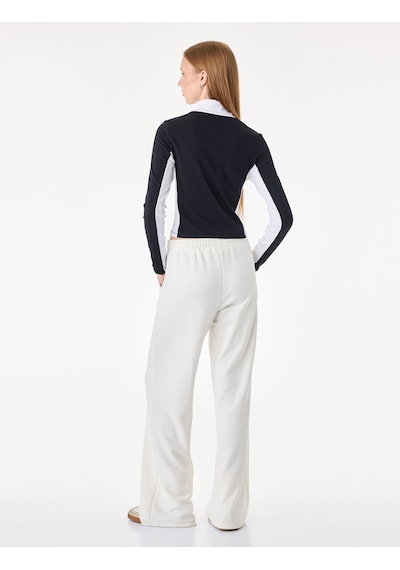 Koton Pamuklu Slim Fit Fermuarlı Uzun Kollu Dik Yaka Tişört Lacivert 7wal10130ık