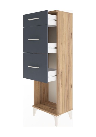 Arges Dolap 3 Çekmeceli 44x30x134 Çam-antrasit Atlas Çam