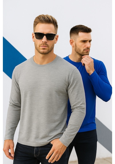 Rich Erkek Mavi-grimelanj 2'li Paket Basic Uzun Kollu Body Mavi-grimelanj