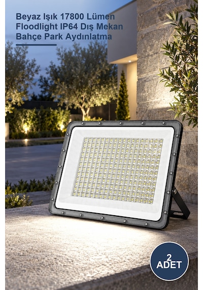 2 Adet Ct-4663 Led Slim Projektör 200w Beyaz Işık 17800 Lümen Floodlight Ip64 Dış Mekan Bahçe Park Aydınlatma