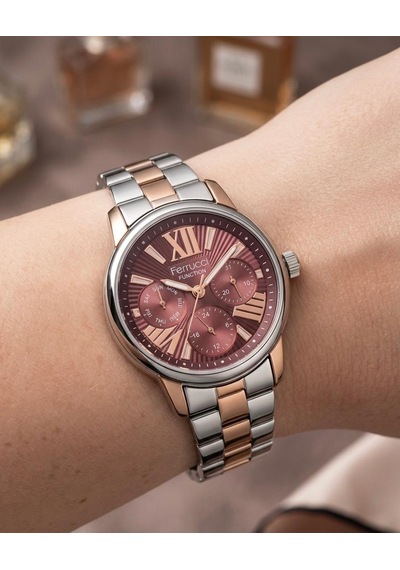 Ferrucci Fcfc-53517 Fonksiyonları Aktif Çelik Kordon Ve Kasa Kadın Kol Saati Gümüş - Rose Gold