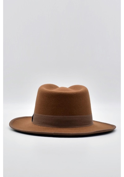 Külah Vintage Erkek Fedora Fötr Şapka Panama İngiliz Trilby Kasket Taba - Taba