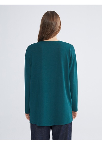 Lcw Everyday Yeşil Bisiklet Yaka Oversize Kadın Tişört