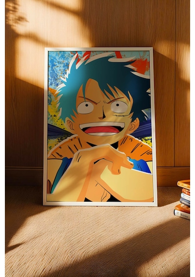 One Piece Luffy Pop-art Çerçeveli Tablo - Premium Genç Odası Renkli Anime Sanat Duvar Dekoru Poster Beyaz One Piece Luffy Pop-art Çerçeveli Tablo - Premium Genç Odası Renkli Anime Sanat Duvar Dekoru Poster Beyaz