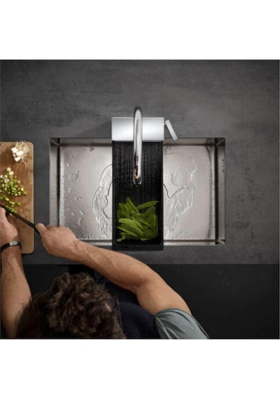 Hansgrohe Aquno Select M81 Tek Kollu Eviye Bataryası 170, Çekilebilir El Duşu, 3jet, Sbox Krom krom