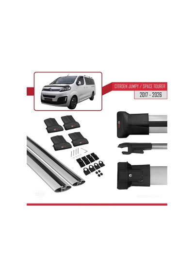 Accessorypart Citroen Jumpy - Space Tourer 2017 Ve Sonrası İle Uyumlu Fly Model Ara Atkı Tavan Barı Gri
