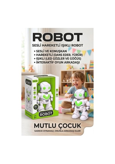 Uzaktan Kumandalı 5 Fonksiyonlu Sesli Işıklı Müzikli Dans Eden Hareket Edebilen Oyuncak Robot
