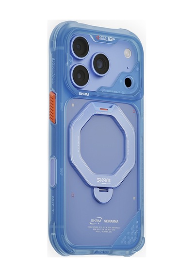 Apple Uyumlu iPhone 18 Pro Uyumlu Kılıf M-safe Şarj Özellikli Standlı Skinarma Saturn Kapak Mavi