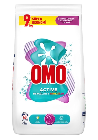Omo Matik Active Beyazlar & Renkliler Toz Deterjanı 2 x 9 KG