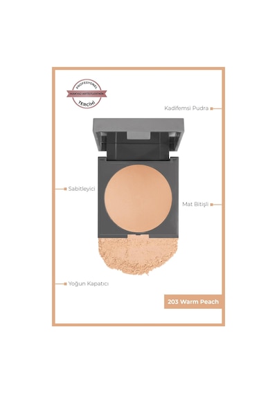 Alix Avien Mat Bitişli Sabitleyici Yoğun Kapatıcı Pudra Baked Powder 203 Warm Peach 0