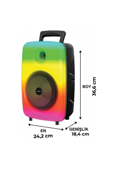 Gts-1802 Speaker Büyük Boy Işıklı Bluetooth Hoparlör 8 İnç Karaoke Mikrofon  Partiboy /aux/sd