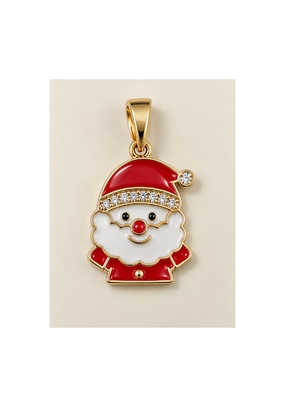 Sertifikalı 316l Çelik Noel Işıltısı Taşlı Noel Baba Kolye Ucu Altın