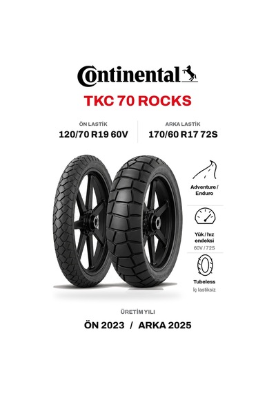 Continental Tkc 70 Rocks 120/70r19 + 170/60r17 Takım 2023/2025 Üretim Dot