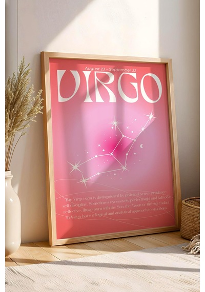 Virgo Başak Burcu Çerçeveli Tablo Aura Enerji Renkleri Astrolojik Takım Yıldızı Sembolü