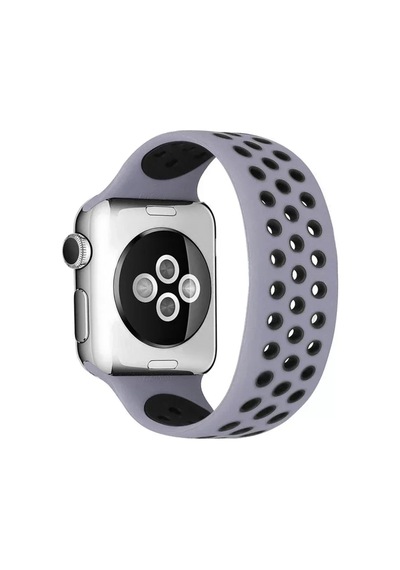 Newface Apple Watch 38mm Ayarlı Delikli Silikon Kordon - Gri-siyah