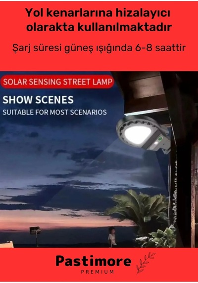 Premium 38 Ledli Beyaz Renk Pratik Kurulur Su Geçirmez Solar Bahçe Sokak Lambası