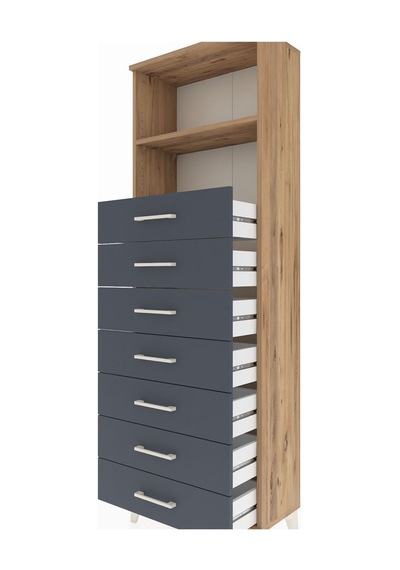 Arges Dolap 2 Raflı 7 Çekmeceli 60x30x182 Çam-antrasit Atlas Çam