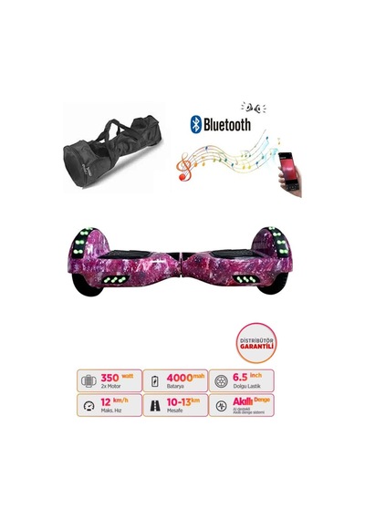 Citymate Hoverboard 6.5 inch Elektrikli Kaykay Scooter Full Ledli Bluetooth Hoparlörlü Çanta Hediye D01