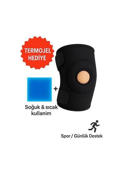 Semel Medical Destekli Diz Korsesi Çapraz Bağ Menisküs Ağrısı Için Sporcu Dizlik, Termolu Jelli Gri