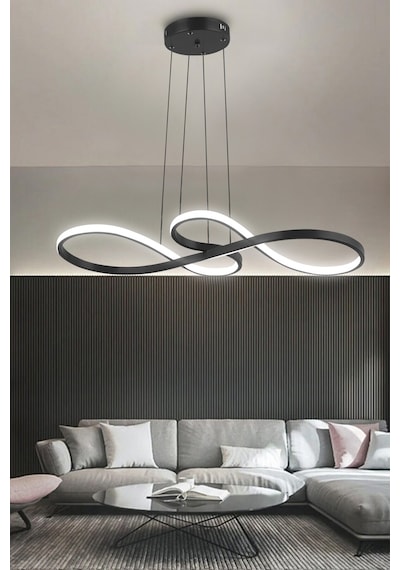 Yol Modern Sarkıt Mutfak, Balkon Led Avize - Kumandalı / Siyah Siyah