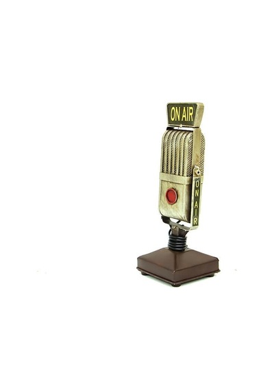 Dekoratif Metal Mikrofon Obje Biblo Vintage Hediyelik