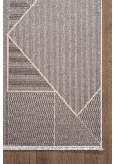 Leon Ln002z Gri Halı Modern Desen Pamuk Taban Akrilik Tozuaz Salon Yatak Odası Koridor Halısı-691 Gri
