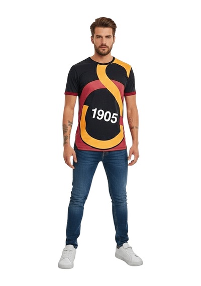 Gsstore Galatasaray Lisanslı Unisex Siyah Arma T-shirt Bayrak Hediyeli Siyah