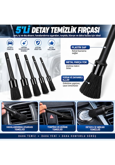25 Parça Araç Detay Temizlik Seti Matkap Uyumlu Fırça Sünger Cila Polisaj Seti