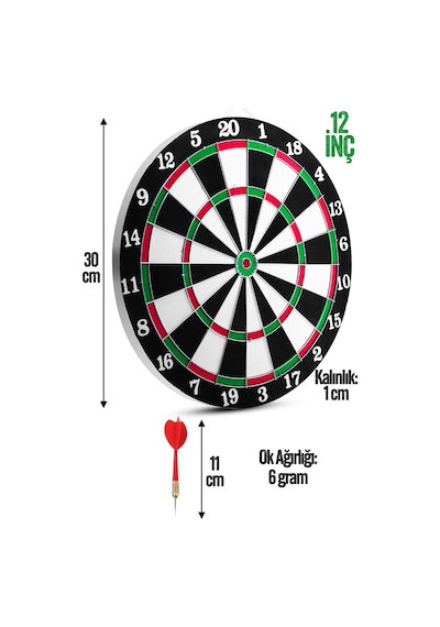 12 İnç Çift Taraflı Dart Tahtası Seti 6 Çelik Oklu Dart Hedef Tahtası Oyunu Takımı Dart Seti 518
