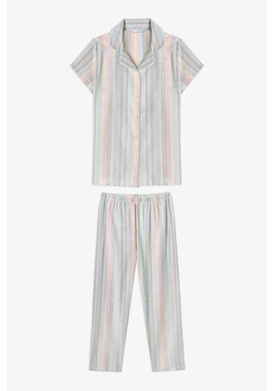 Penti Kırık Beyaz Kız Çocuk Stripes Düğmeli Gömlek Pijama Takımı