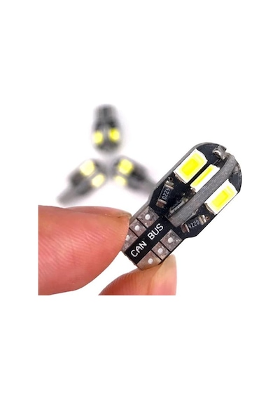 Sisa T10 Led Metal Ultra W5W 8 Ledli Park Tavan Plaka Ampülü 10 Adet Beyaz